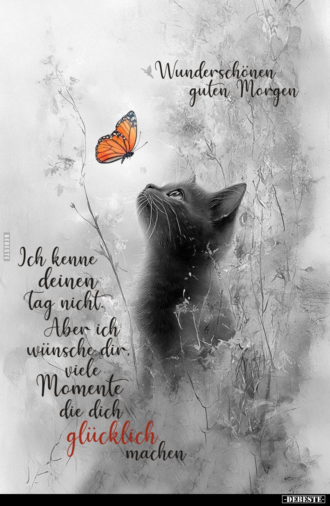 Wunderschönen guten Morgen.
Ich kenne deinen Tag nicht. Aber ich wünsche dir viele Momente die dich glücklich machen.