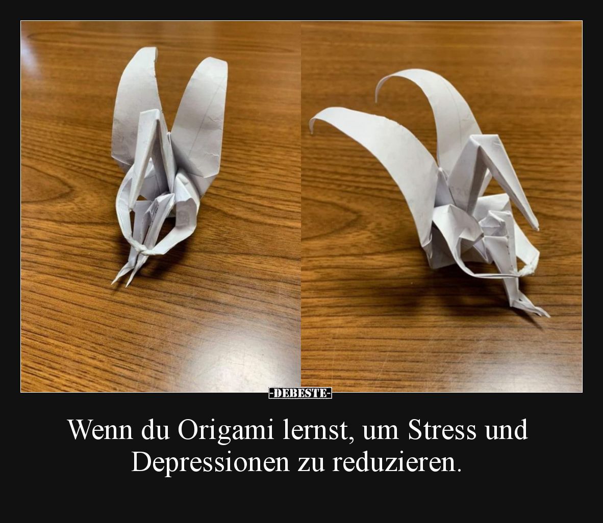 Wenn du Origami lernst, um Stress und Depressionen zu reduzieren.