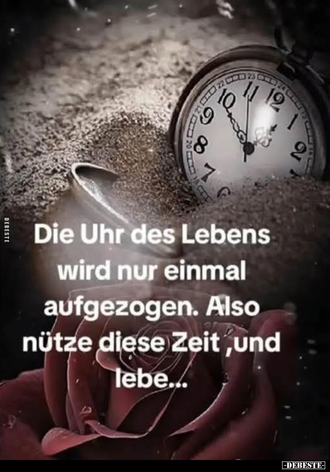 Die Uhr des Lebens wird nur einmal aufgezogen. Also nütze diese Zeit, und lebe...