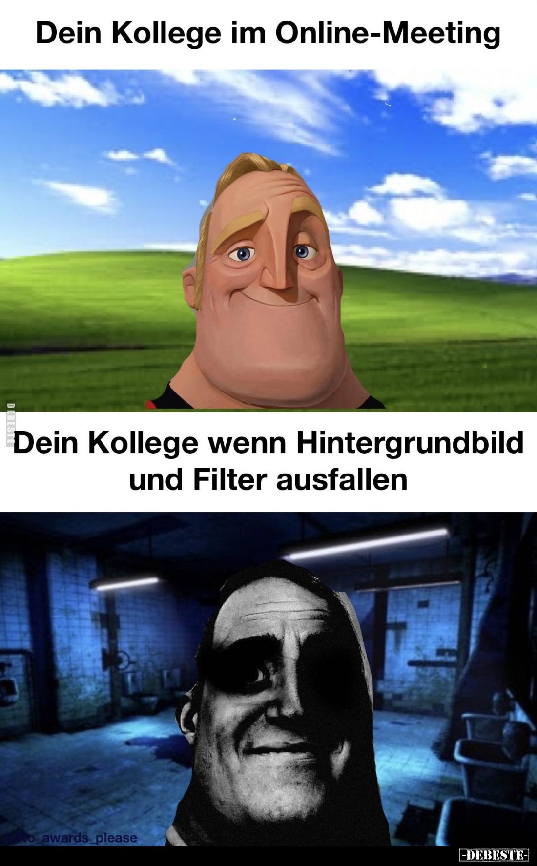 Dein Kollege im Online-Meeting
 - 
Dein Kollege wenn Hintergrundbild und Filter ausfallen