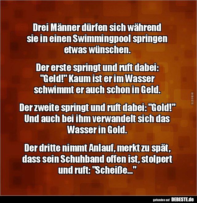 Drei Männer dürfen sich während  sie in einen Swimmingpool.. - Lustige Bilder | DEBESTE.de