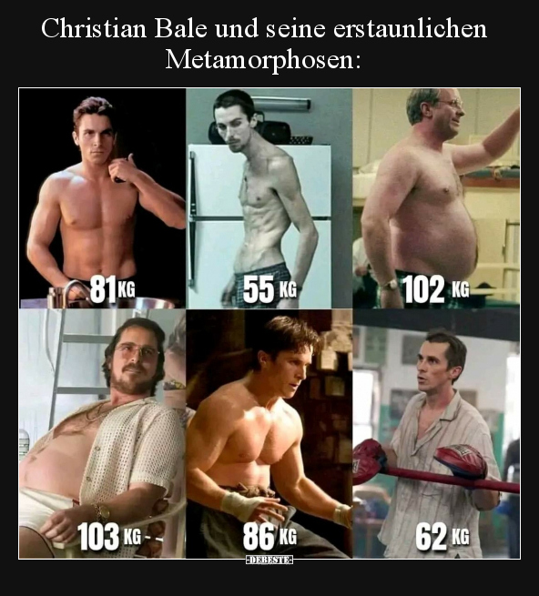 Christian Bale und seine erstaunlichen Metamorphosen.. - Lustige Bilder | DEBESTE.de