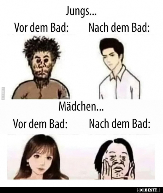 Jungs... Vor dem Bad: Nach dem Bad.. - Lustige Bilder | DEBESTE.de