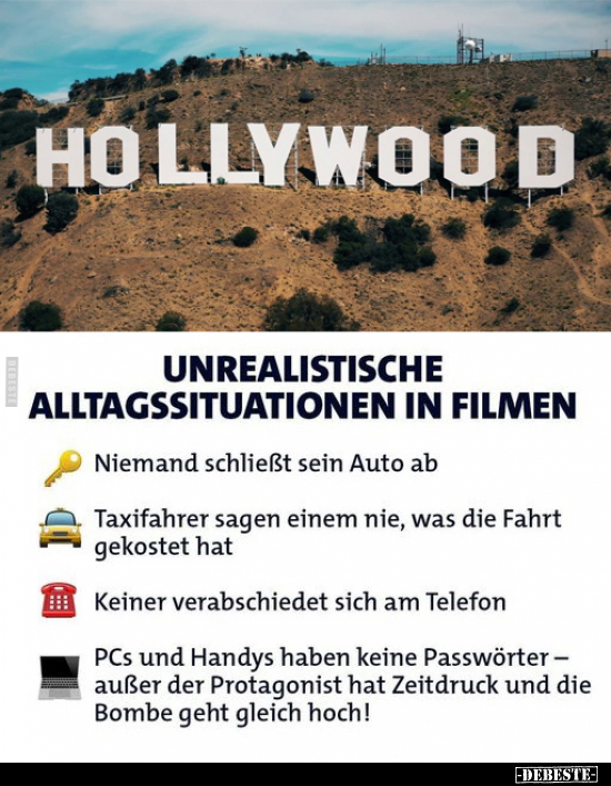 Unrealistische Alltagssituationen in Filmen... - Lustige Bilder | DEBESTE.de