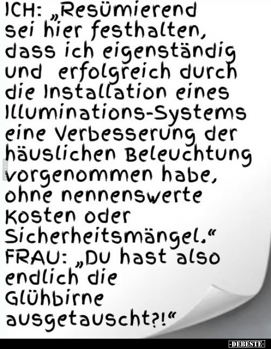 ICH: "Resümierend sei hier festhalten, dass ich.." - Lustige Bilder | DEBESTE.de