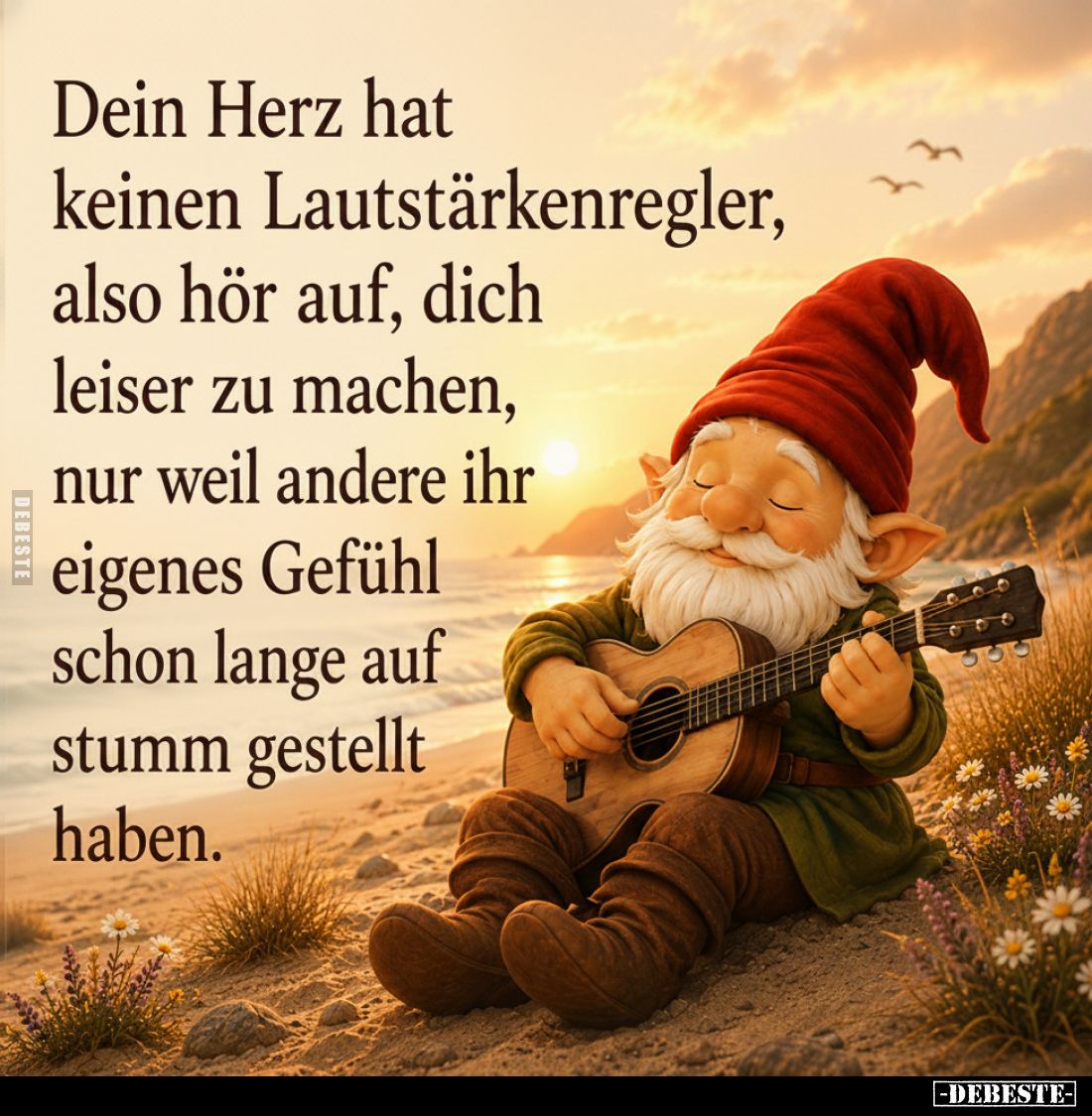 Dein Herz hat keinen Lautstärkenregler, also hör auf, dich leiser zu machen, nur weil andere ihr eigenes Gefühl schon lange a...