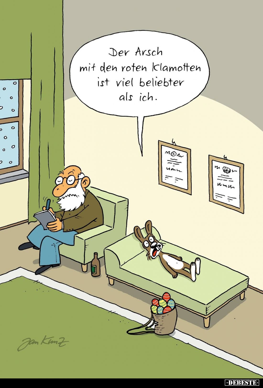 Der Arsch mit den roten Klamotten ist viel beliebter als ich.