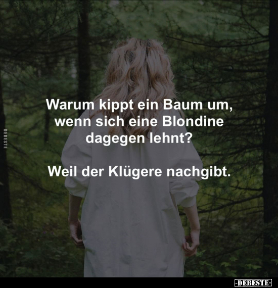 Warum kippt ein Baum um, wenn sich eine Blondine dagegen.. - Lustige Bilder | DEBESTE.de
