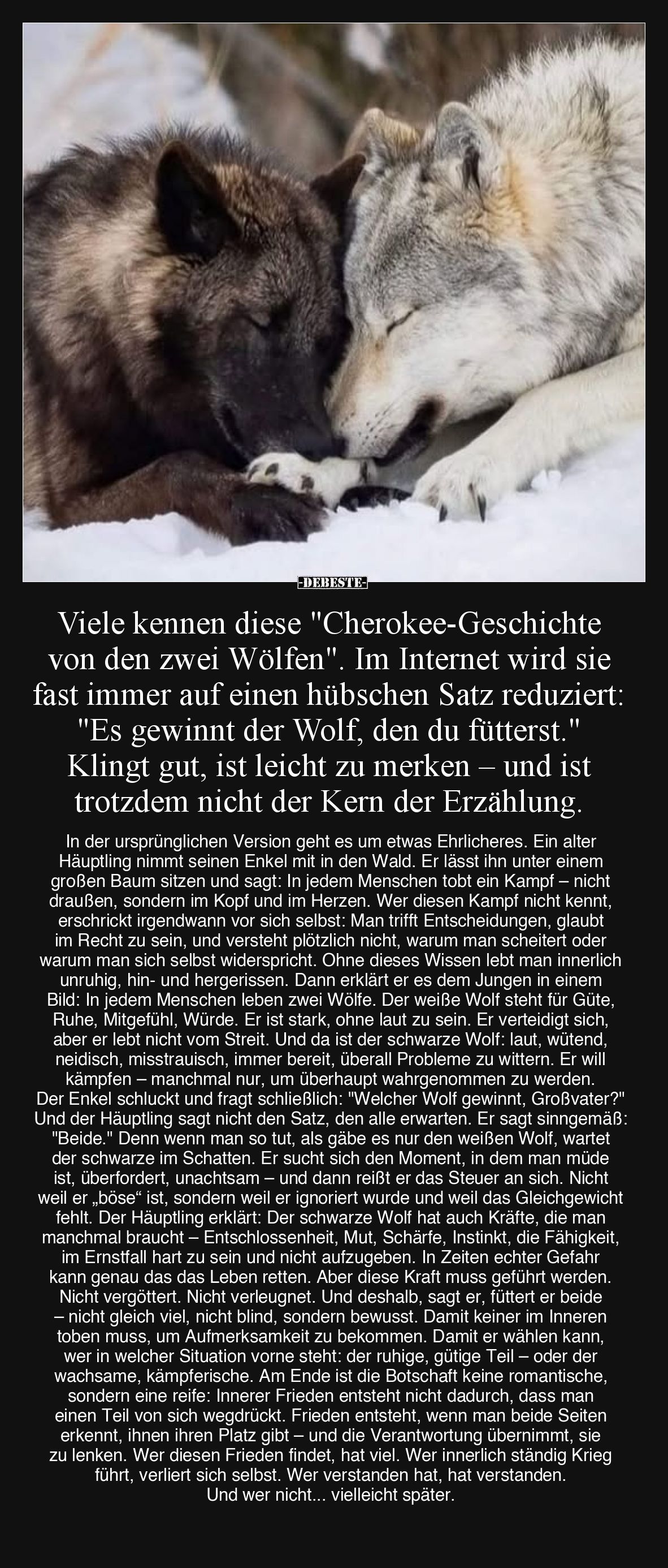 Viele kennen diese "Cherokee-Geschichte..." - Lustige Bilder | DEBESTE.de