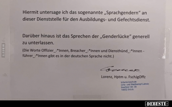 Hiermit untersage ich das sogenannte "Sprachgendern" an.. - Lustige Bilder | DEBESTE.de