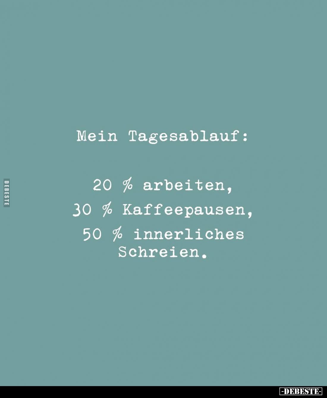 Mein Tagesablauf: 20% arbeiten, 30% Kaffeepausen, 50% innerliches Schreien.