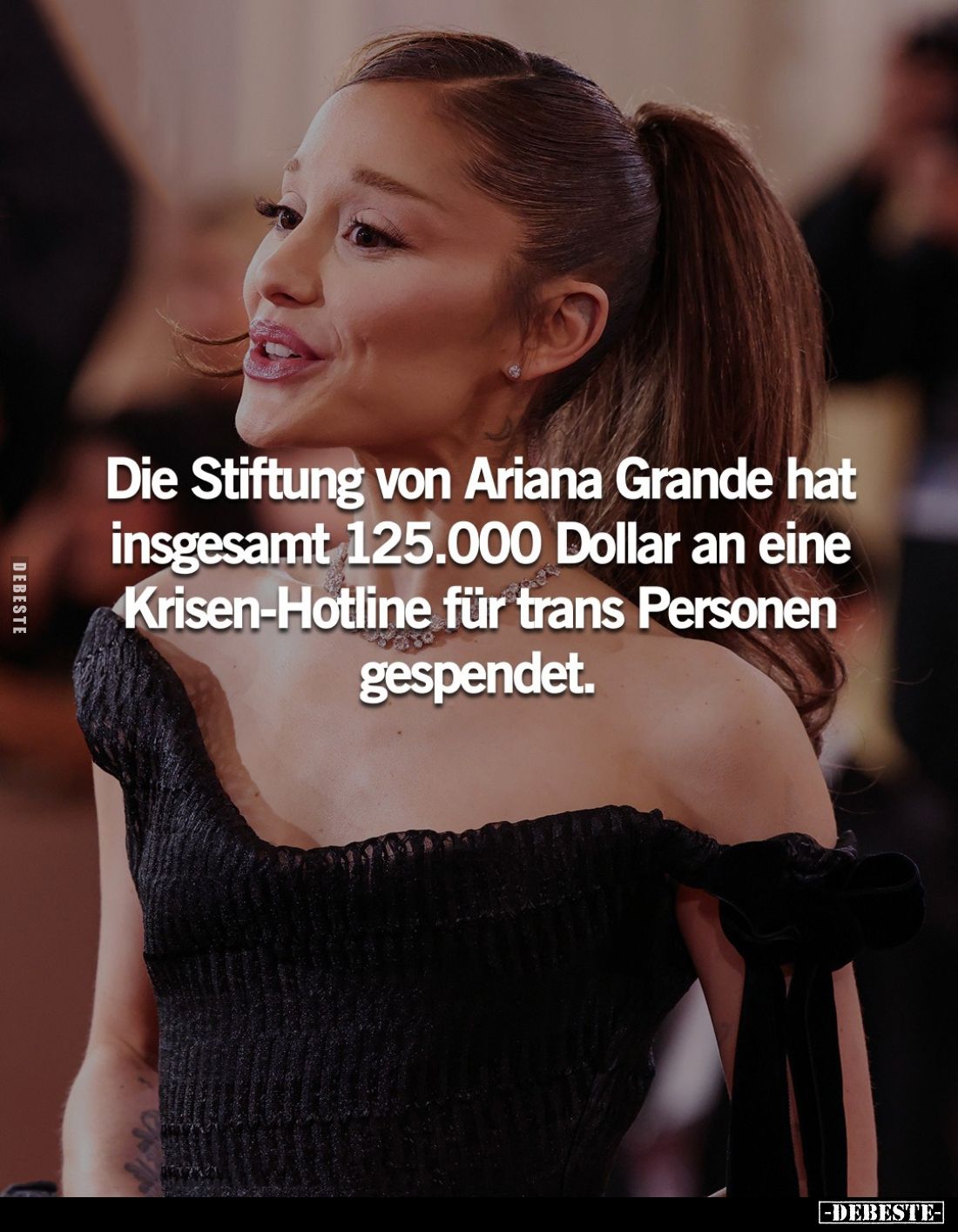 Die Stiftung von Ariana Grande hat insgesamt 125.000 Dollar an eine Krisen-Hotline für trans Personen gespendet.