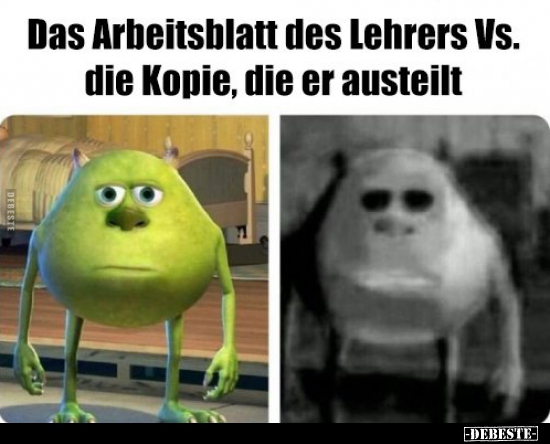 Das Arbeitsblatt des Lehrers Vs. die Kopie, die er.. - Lustige Bilder | DEBESTE.de