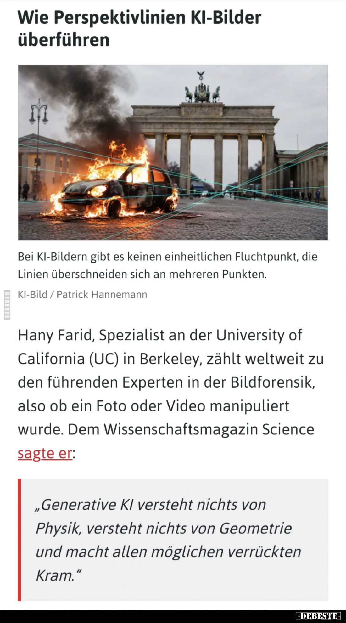 Wie Perspektivlinien KI-Bilder überführen