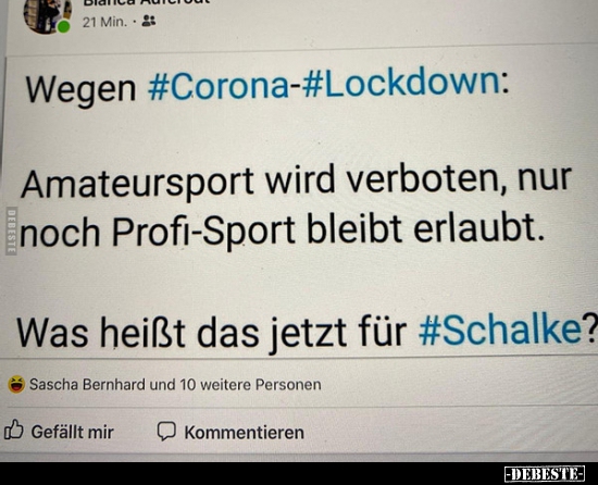 Wegen Corona-Lockdown: Amateursport wird verboten, nur noch.. - Lustige Bilder | DEBESTE.de