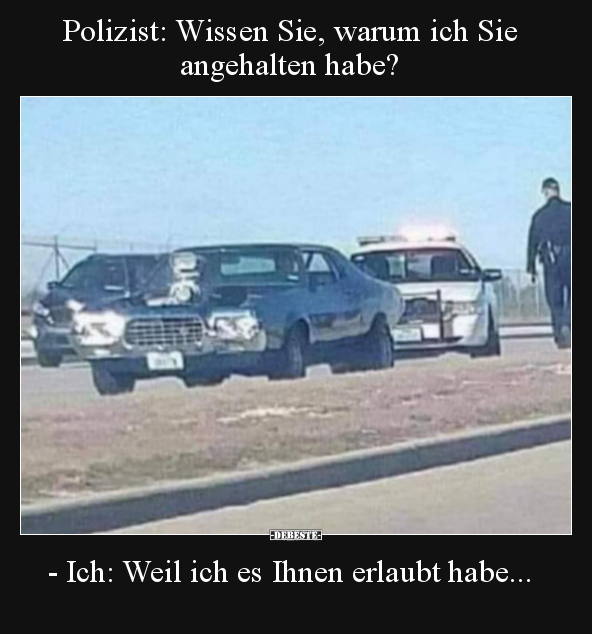 Polizist: Wissen Sie, warum ich Sie angehalten habe?.. - Lustige Bilder | DEBESTE.de