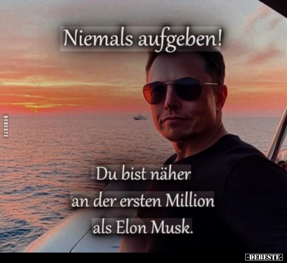 Niemals aufgeben! Du bist näher an der ersten Million als Elon Musk.