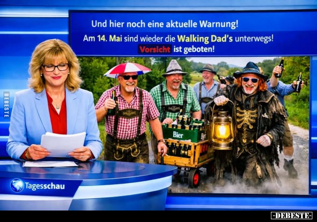 Und hier noch eine aktuelle Warnung!
Am 14. Mai sind wieder die Walking Dad's unterwegs!
Vorsicht ist geboten!
