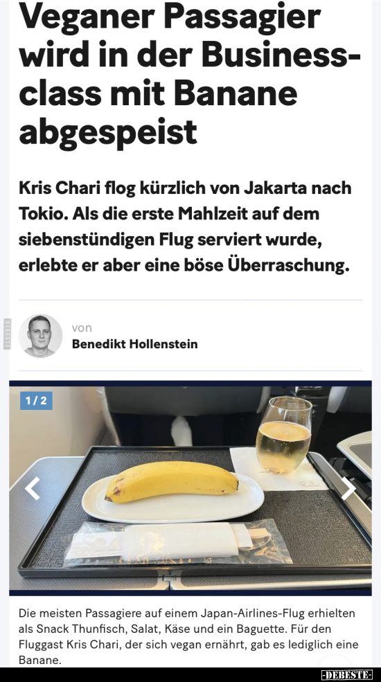 Veganer Passagier wird in der Businessclass mit Banane.. - Lustige Bilder | DEBESTE.de