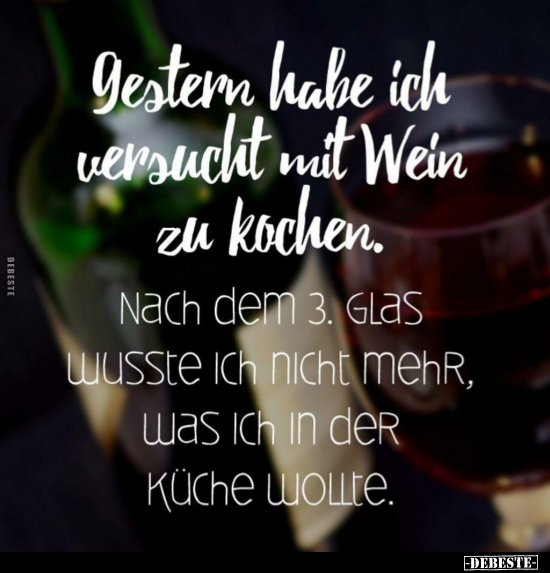 Gestern habe ich versucht, mit Wein zu kochen.. - Lustige Bilder | DEBESTE.de