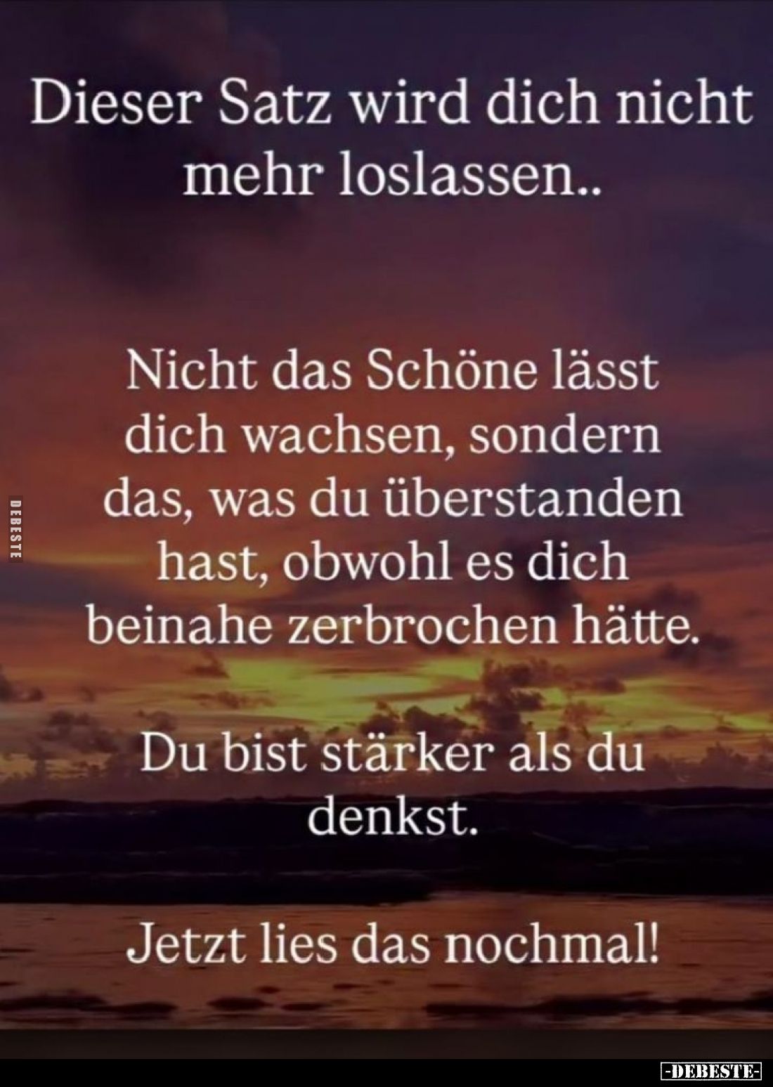 Dieser Satz wird dich nicht mehr loslassen..
Nicht das Schöne lässt dich wachsen, sondern das, was du überstanden hast, obwo...
