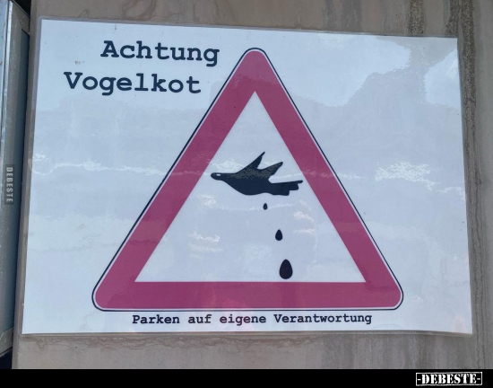 Achtung Vogelkot. Parken auf eigene Verantwortung... - Lustige Bilder | DEBESTE.de