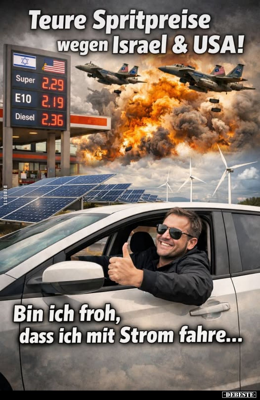 Teure Spritpreise wegen Israel und USA!
-
Bin ich froh, dass ich mit Strom fahre...
