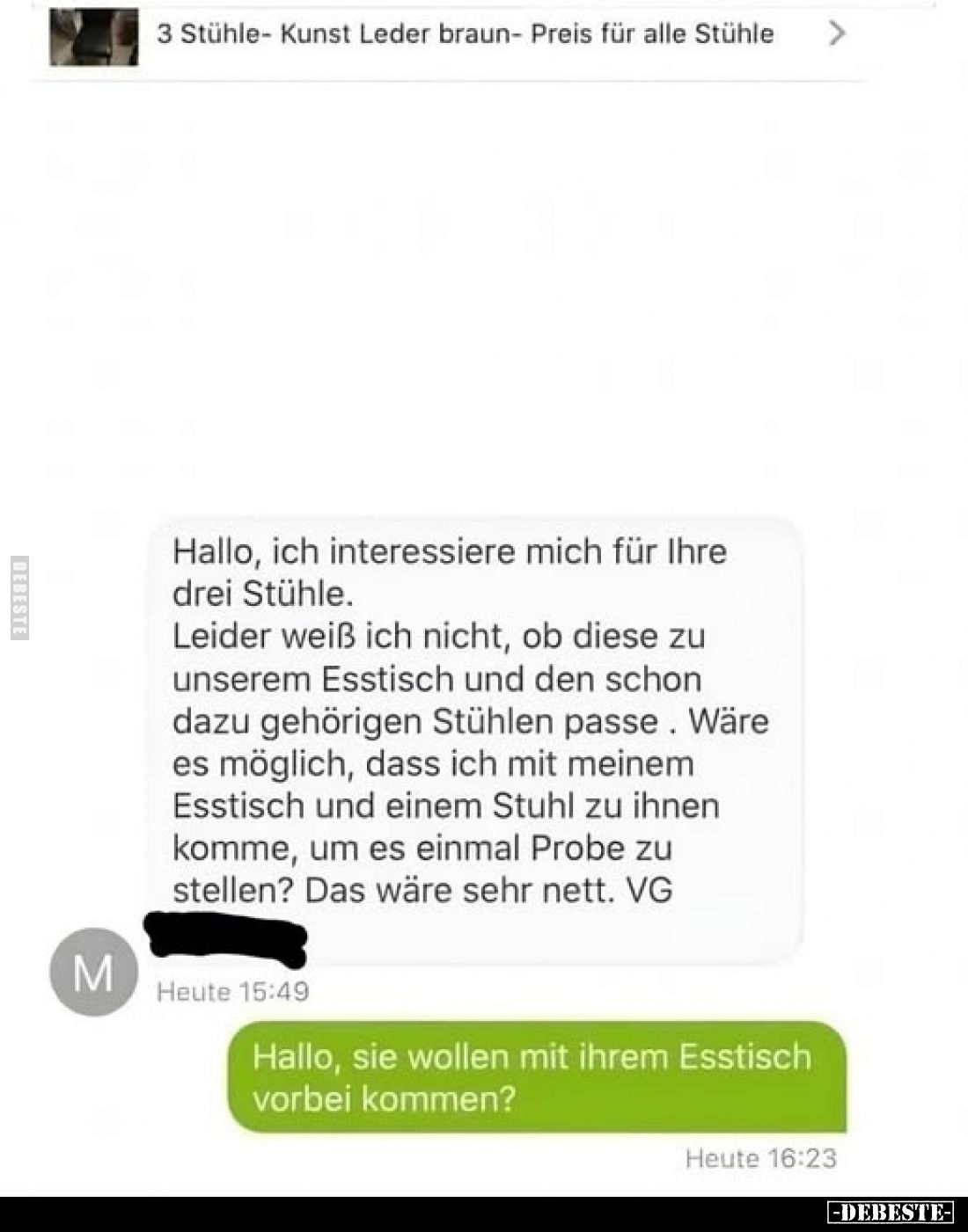 3 Stühle- Kunst Leder braun- Preis für alle Stühle 
-
Hallo, ich interessiere mich für Ihre drei Stühle. Leider weiß ich ni...