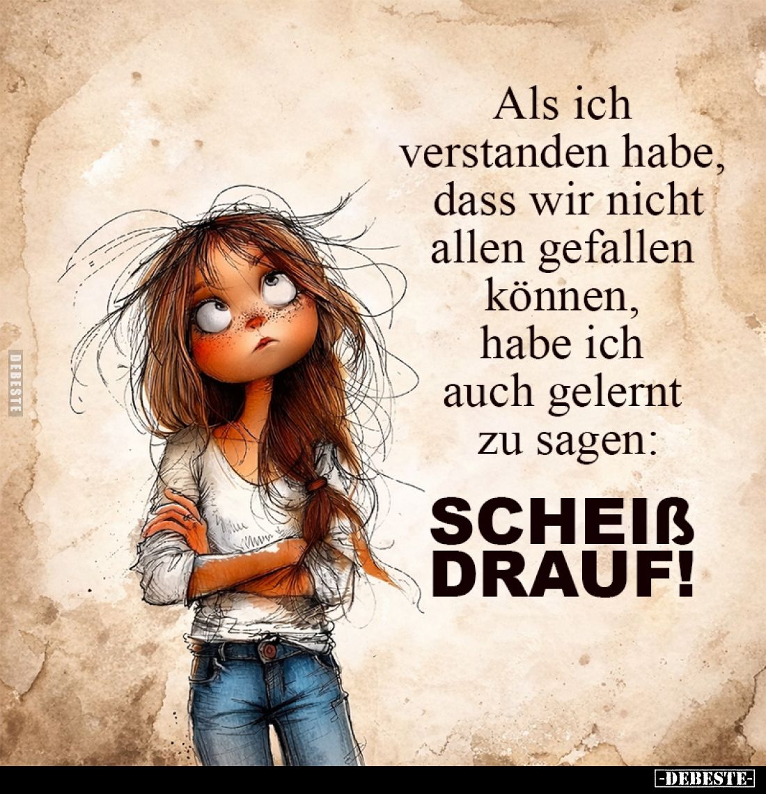 Als ich verstanden habe, dass wir nicht allen gefallen können, habe ich auch gelernt zu sagen:
Scheiß drauf!