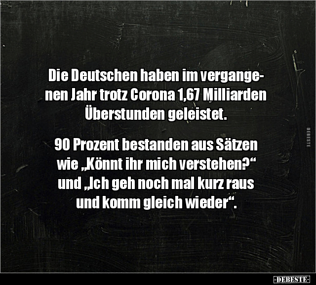 Die Deutschen haben im vergangenen Jahr trotz Corona 1,67.. - Lustige Bilder | DEBESTE.de