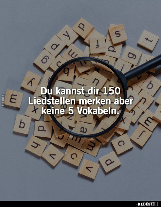 Du kannst dir 150 Liedstellen merken aber keine 5 Vokabeln.. - Lustige Bilder | DEBESTE.de