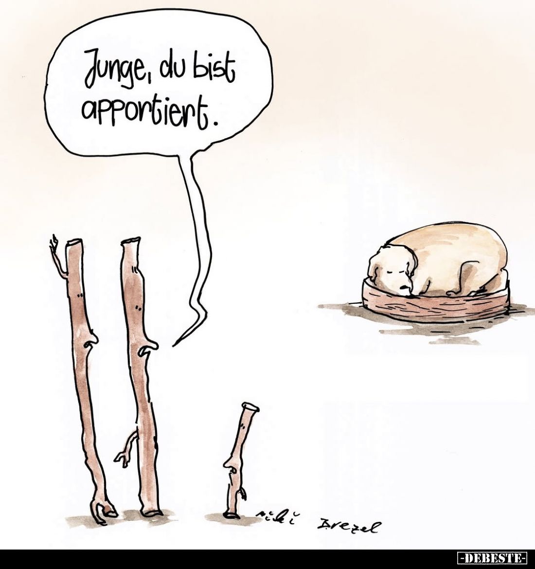 Junge, du bist apportiert.