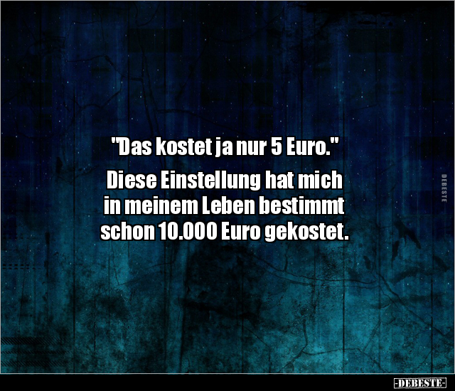 "Das kostet ja nur 5 Euro." Diese Einstellung hat mich in.. - Lustige Bilder | DEBESTE.de