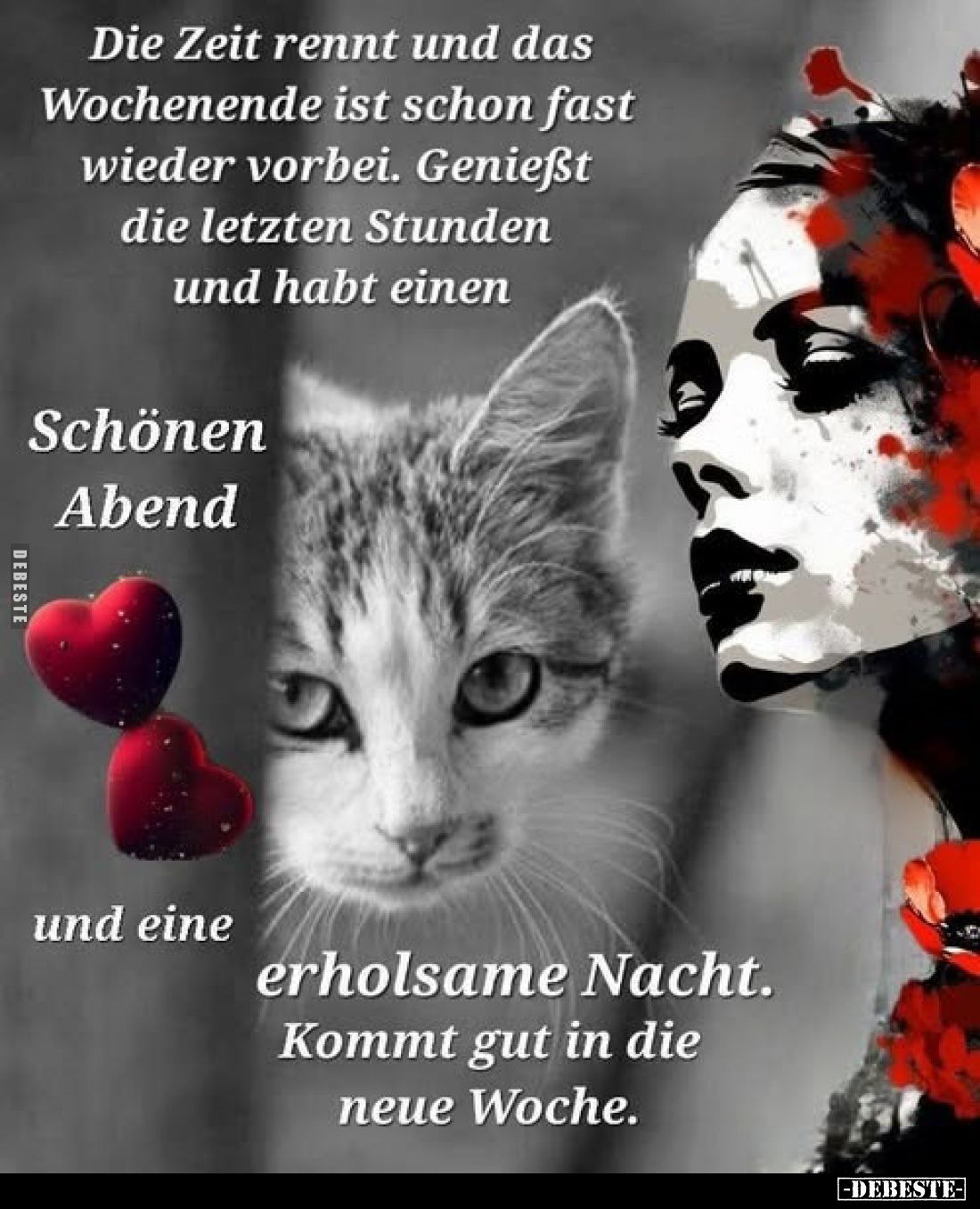 Die Zeit rennt und das Wochenende ist schon fast wieder vorbei. Genießt die letzten Stunden und habt einen
Schönen Abend
un...