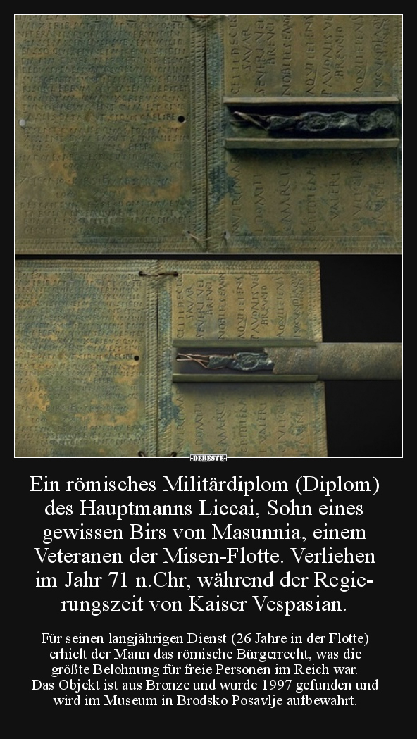 Ein römisches Militärdiplom (Diplom) des Hauptmanns.. - Lustige Bilder | DEBESTE.de