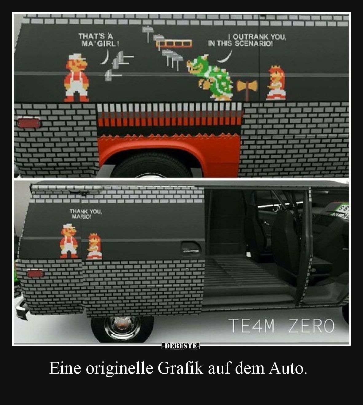Eine originelle Grafik auf dem Auto.