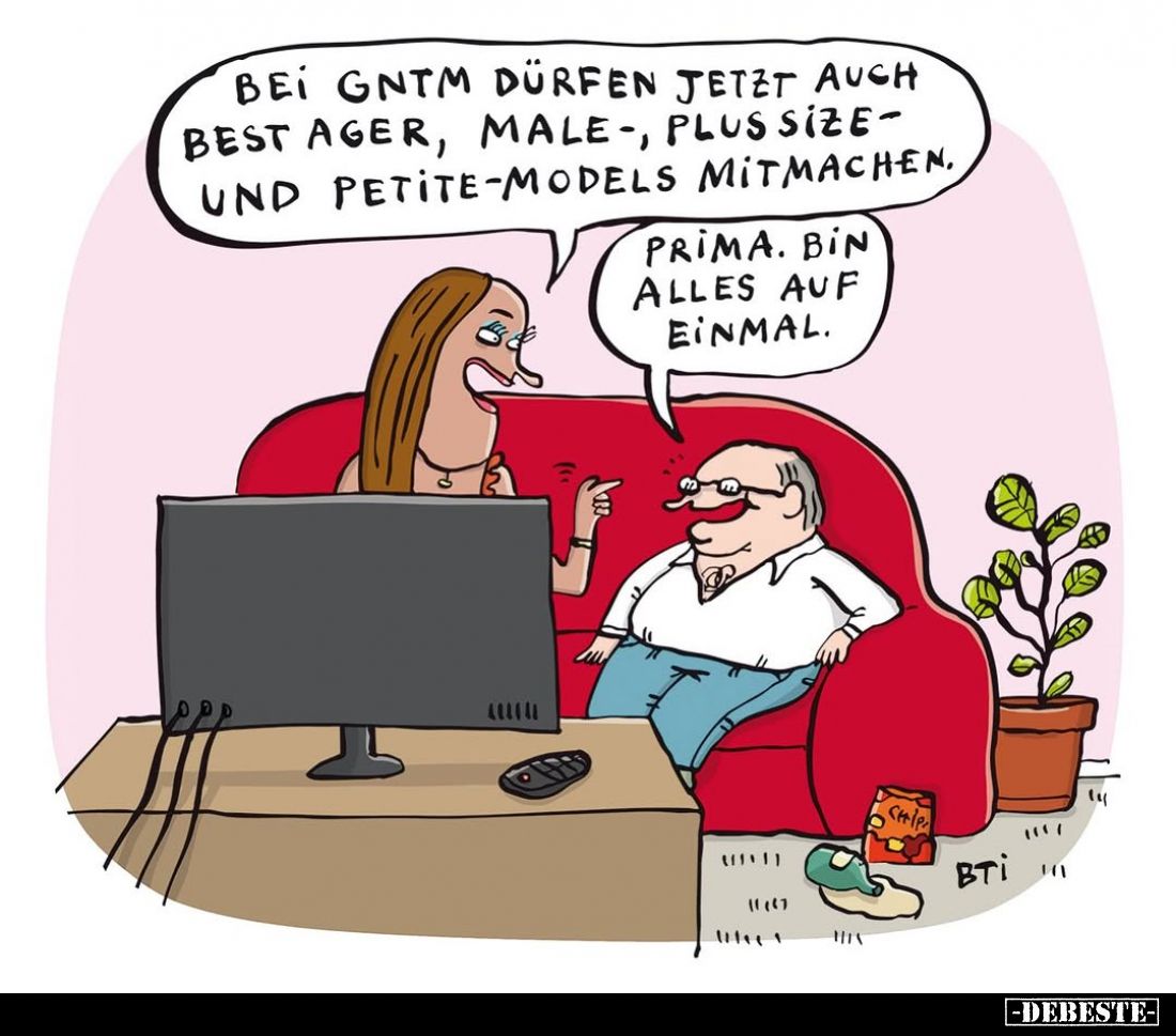 Bei GNTM dürfen jetzt auch best Ager, Male-, Plussize- und Petite-Models mitmachen.
- Prima. Bin alles auf einmal.