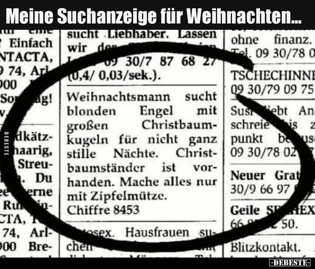 Meine Suchanzeige für Weihnachten.