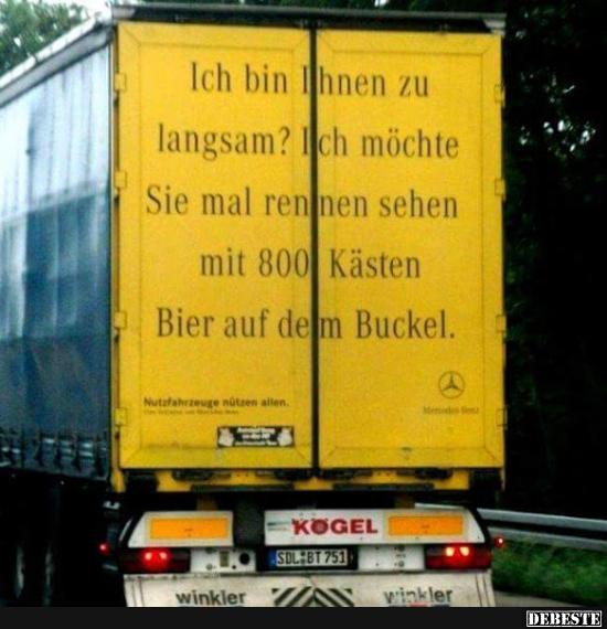 Ich bin Ihnen zu langsam? Ich möchte Sie mal rennen..