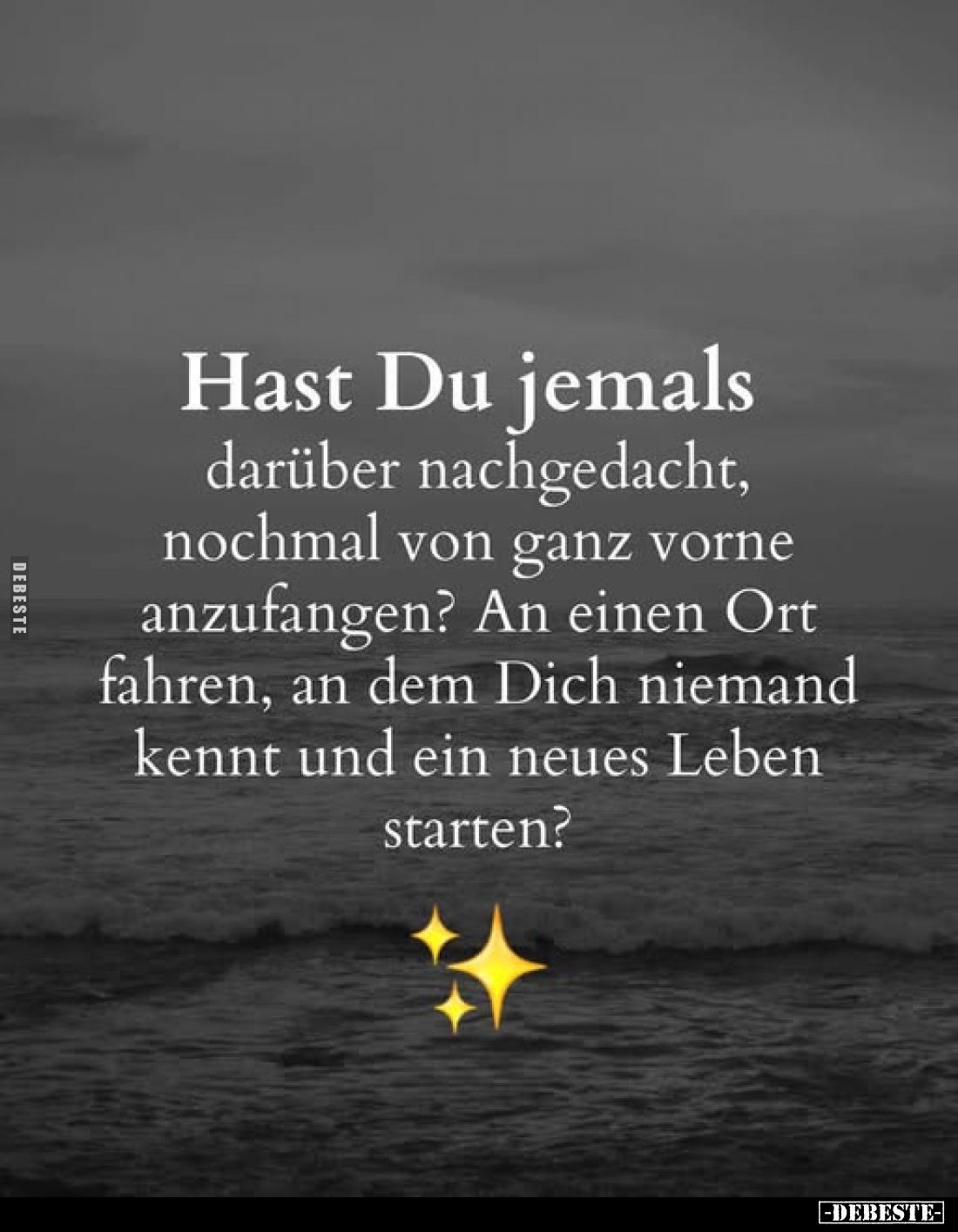 Hast Du jemals
darüber nachgedacht, nochmal von ganz vorne anzufangen? An einen Ort fahren, an dem Dich niemand kennt und ei...