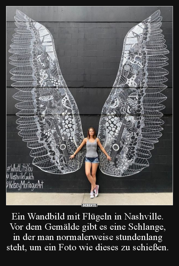 Ein Wandbild mit Flügeln in Nashville. Vor dem Gemälde.. - Lustige Bilder | DEBESTE.de
