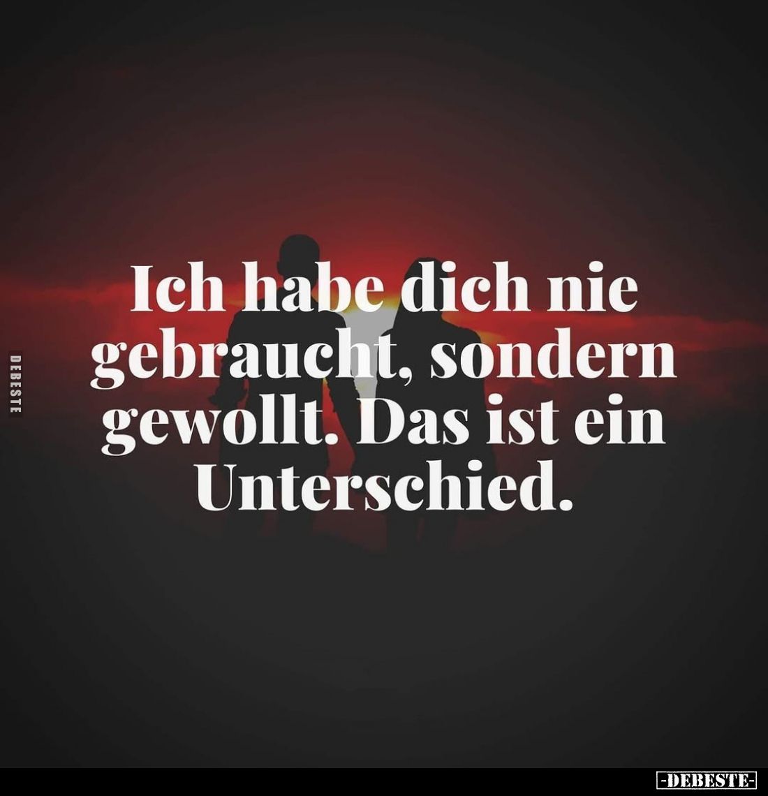 Ich habe dich nie gebraucht, sondern gewollt. Das ist ein Unterschied.