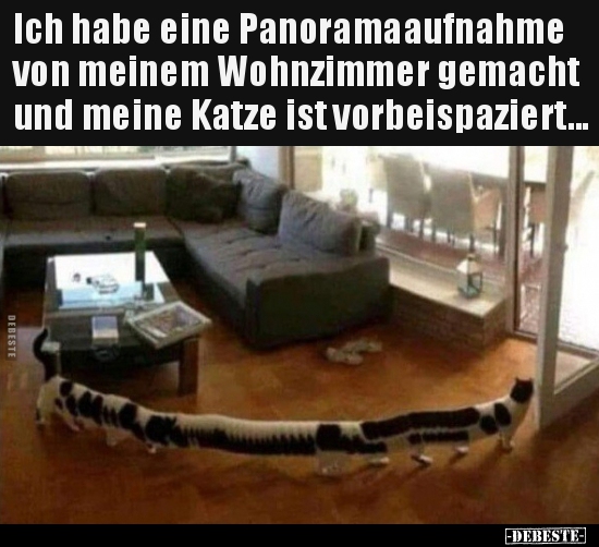 Ich habe eine Panoramaaufnahme von meinem Wohnzimmer..