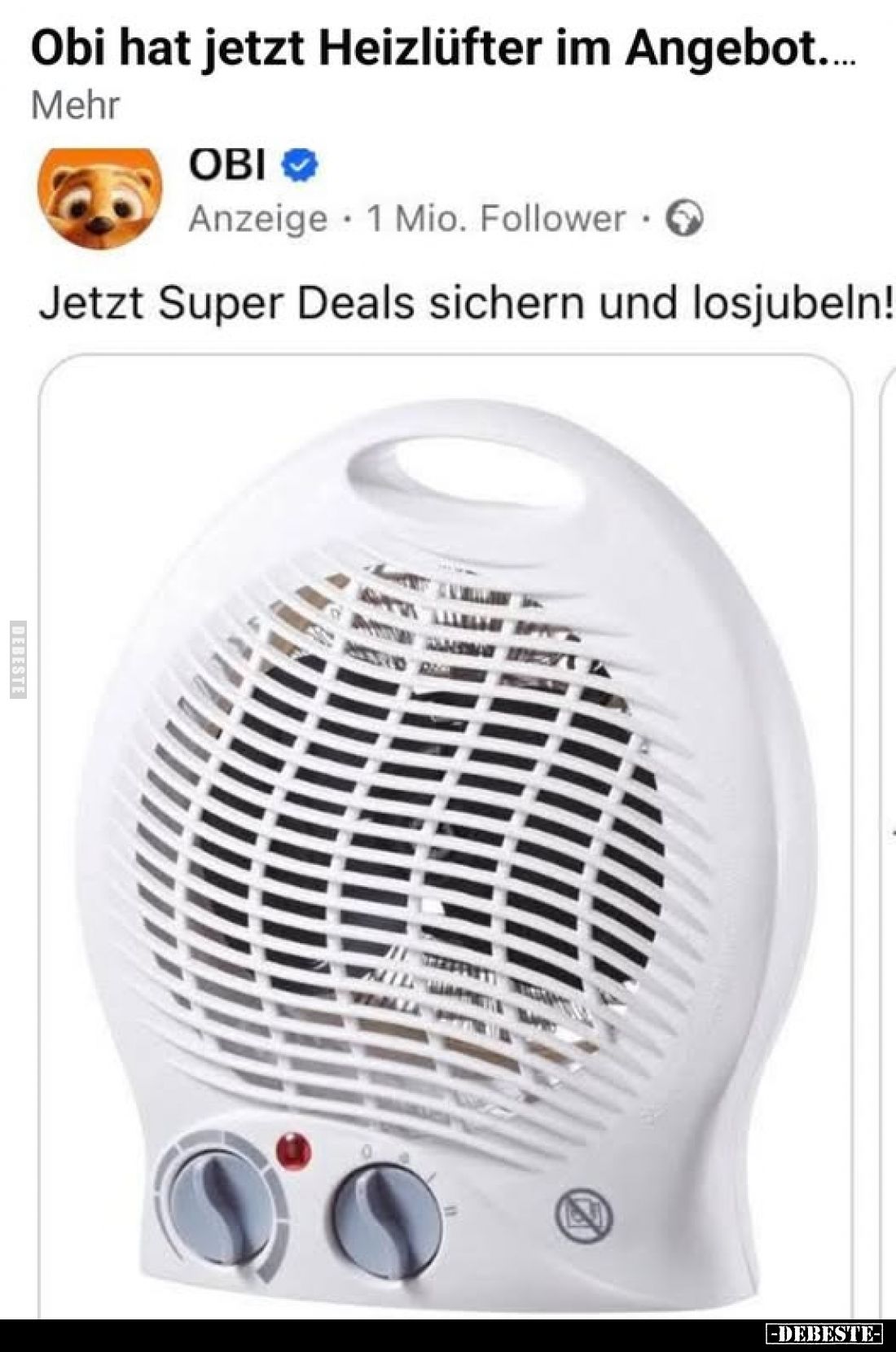 Obi hat jetzt Heizlüfter im Angebot....