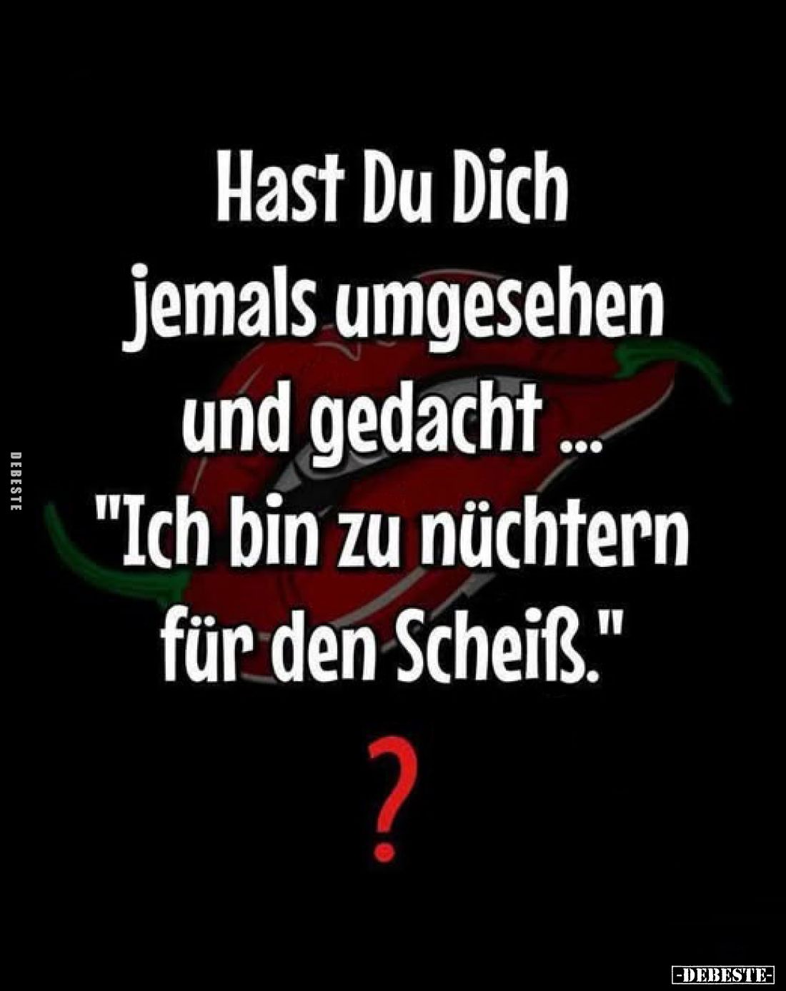 Hast Du Dich jemals umgesehen und gedacht ...
"Ich bin zu nüchtern für den Scheiß." ?