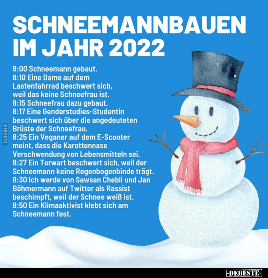 SCHNEEMANNBAUEN IM JAHR 2022.. - Lustige Bilder | DEBESTE.de