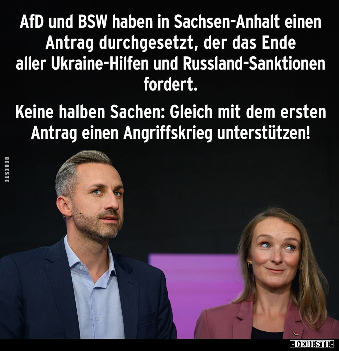 AfD und BSW haben in Sachsen-Anhalt einen Antrag durchgesetzt, der das Ende aller Ukraine-Hilfen und Russland-Sanktionen ford...