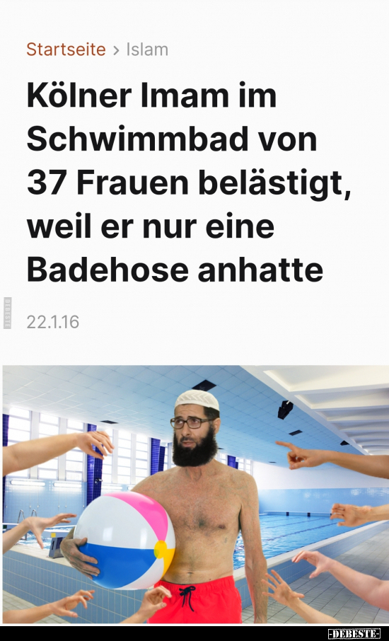 Kölner Imam im Schwimmbad von 37 Frauen belästigt, weil er.. - Lustige Bilder | DEBESTE.de