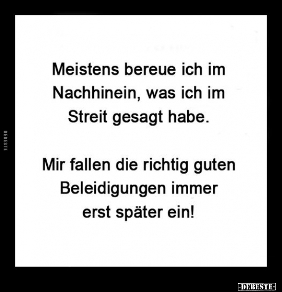 Meistens bereue ich im Nachhinein, was ich im Streit gesagt.. - Lustige Bilder | DEBESTE.de