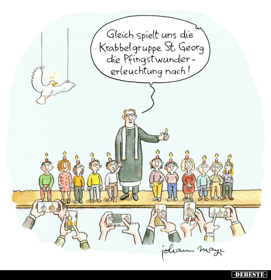 Gleich spielt uns die Krabbelgruppe St. Georg die Pfingstwundererleuchtung nach!